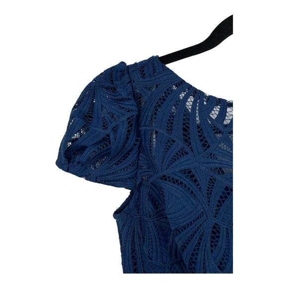 Kay Unger Dress  Zelda Lace mini blue size 2 - Picture 3 of 9